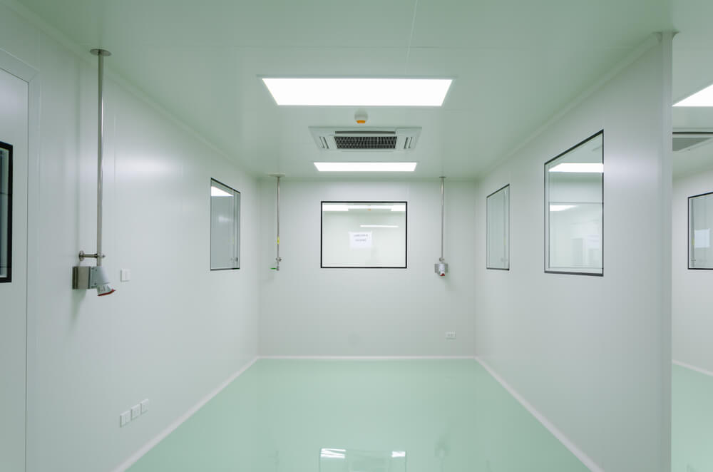 Laboratory hall in Cleanroom manufacturing pharmaceutical plant.